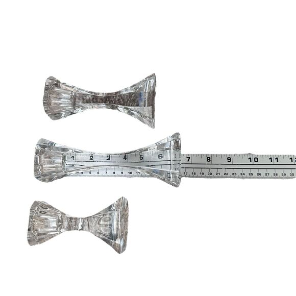 Villeroy & Boch Verdi Crystal Cascading Candlestick Candle Holders Clear Set 3 - Picture 5 of 7